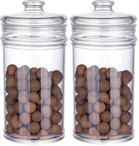 64 oz Reinforced Large Acrylic Storage Jar, Airtight Lid Cookie Jar | Ideal Canisters for Cookies, Dried Fruits, Nuts, Herbs,Cereals,etc (Pack of 2) - size: Standard 1900 ml (Pack of 2)
