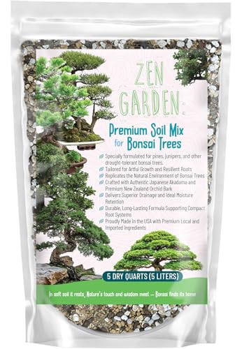 GARDENWISE Zen Garden Bonsai Soil Mix – Fast-Draining & Organic for Junipers, Pines, and Drought-Tolerant Bonsai Trees – Handcrafted in The USA with Japanese Akadama & Pumice (1 Quart) - color: Zen Bonsai Fast-Drain Mix, size: 1 quart