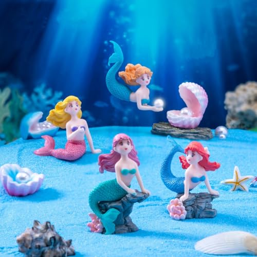 4 Pcs Mini Mermaid Figurines,Fairy Garden Accessories for Cake Decor