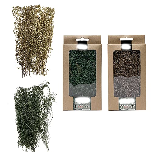 Cayway 2 Pack Miniature Shrubs Model Bushes 2 Color Long Shrub Vegetation Groups Model Grass Tufts for DIY Architecture Building Model Railway Train Diorama Garden Scenery Landscape Layout - color: Brown, dark green