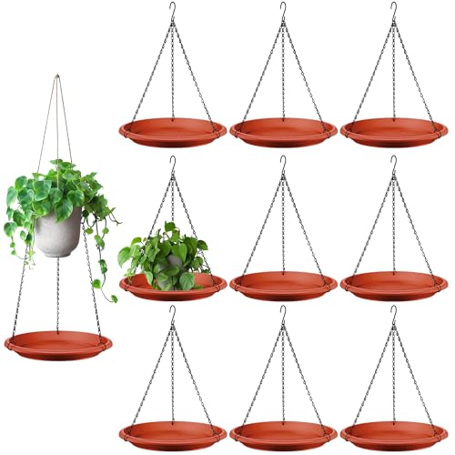 Hanging Planter for Plant, 12" Plant Saucer with Chain(10 Pcs,Brick Red） - color: Brick Red