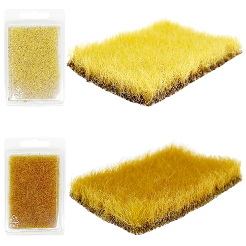 Woohome 2 PCS Model Grass Tufts Resin Static Scenery Model, Artificial Grass for Building Model, DIY Miniature Train Landscape Terrain Railway Scenery Decorations, Yellow - color: Color 12
