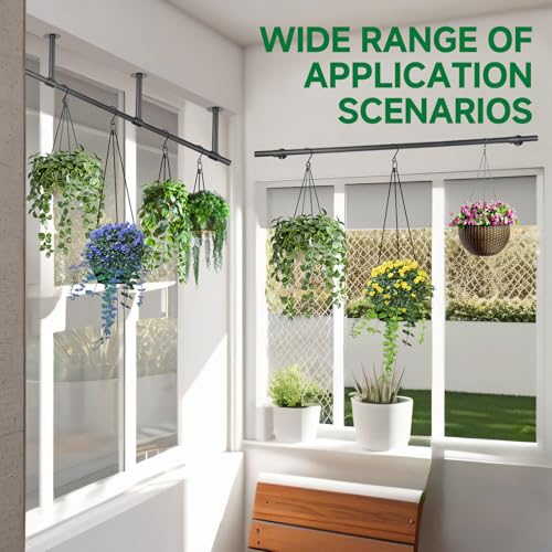 Hanging Planters Rod – Plant Hanger Indoor for Window Ceiling, Hanging Plant Shelf for Wall Planter House Plants, Plant Shelves Metal Holder Bar 47.5In (Pots, plants, chains not included) - size: 47.5In Length-1pc