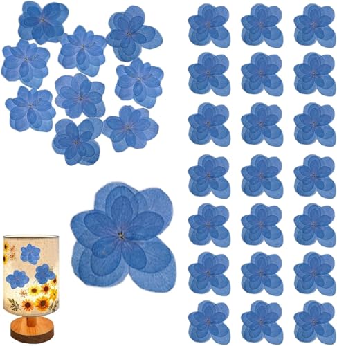 ALJ Blue Dried Flowers Double Hydrangea for Resin Crafts Embellishments, 60PCS Natural Pressed Flowers for Resin Jewelry DIY Phone Case Decor Candle Making Decoration - color: Double Hydrangea-Blue