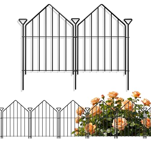 Garden Fence Border 17in x10ft,10 Panels Rustproof Metal No Dig Fence - size: 17in(H)x13in(L)-Roof