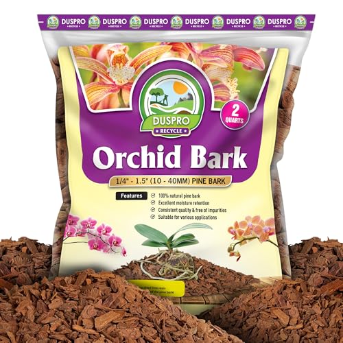 Orchid Bark for Plants, Natural Pine Bark for Orchid Repotting, 2 QT | Fine-To-Medium Texture, Bark for Orchids Potting, Wood Chips for Plants - size: Orchid Bark 2 Quarts