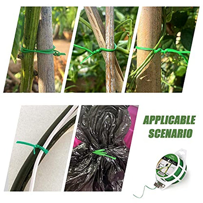 Green Garden Wire, Sturdy Plant Ties for Support with Cutter, 492FT/150m, Indoor, Outdoor, Home and Office Use (Pack of 3) - size: 2.0mm x 0.8mm (Pack of 3)