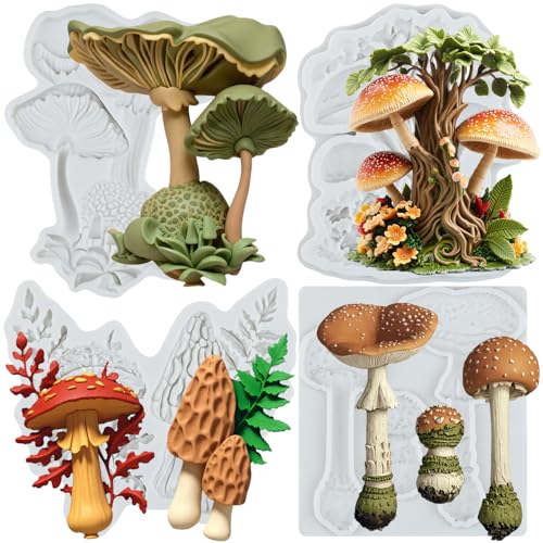 Mushroom Silicone Mold Fungi Mushroom Fondant Molds Set of 4 - color: Style D