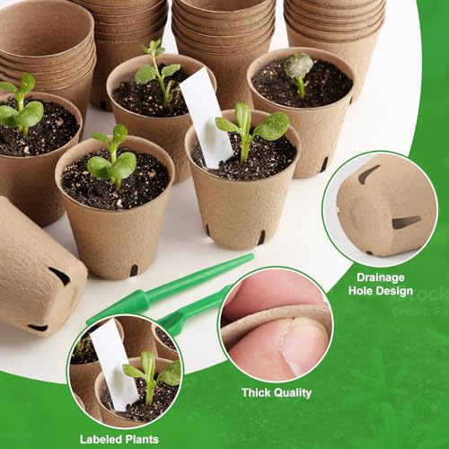 Baxrou 120 Pack 3.15 Inch Peat Pots Plant Starters for Seedling - style: Round