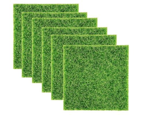 DS. DISTINCTIVE STYLE 6 Packs 6 x 6 Inch Fake Grass Patch for Crafts