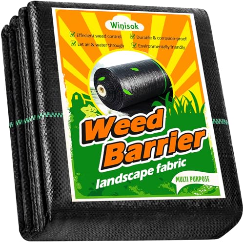 Winisok 2FT x 50FT Weed Barrier Landscape Fabric, 3.2oz Woven Garden Cloth, Heavy Duty Breathable Ground Cover for Landscaping, Gardening and Farming(2FT x 50FT) - size: 2ft x 50ft