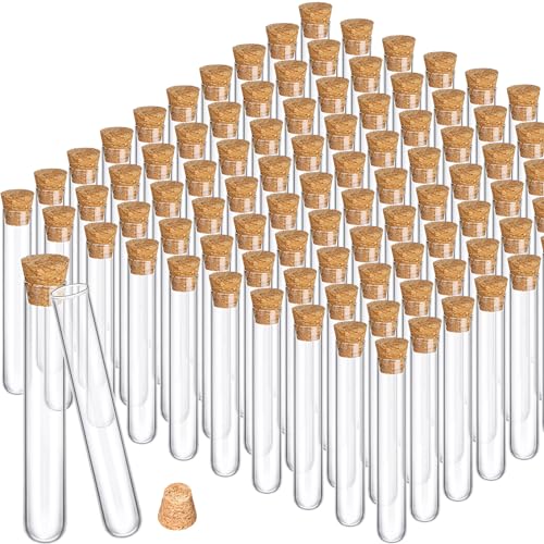 Thyle 100pcs Glass Test Tubes Bulk with Cork Clear Stoppers, 15x100mm/13ml - size: 15x100mm/13ml