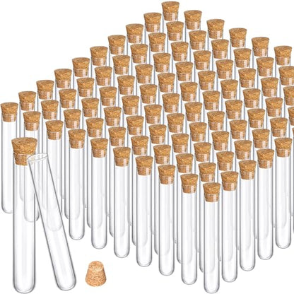 Thyle 100pcs Glass Test Tubes Bulk with Cork Clear Stoppers, 15x100mm/13ml - size: 15x100mm/13ml