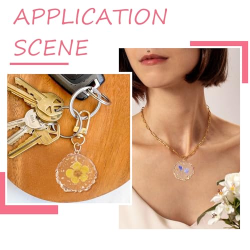 Natural Dried Pressed Flower Charms Geometric Shape Dried Flower Resin Charms Epoxy Resin Floral Pendants for DIY Crafts Necklace Earring Keychain Jewelry Making - color: Mixed Color-Flat Round Flower