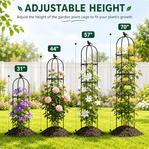 Garden Obelisk Trellis for Climbing Plants,6.3 ft, Black, 2PCS
