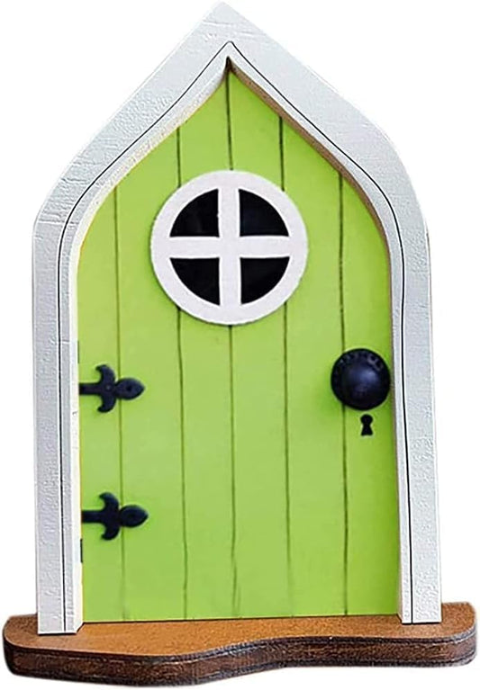 1Pc Green Miniature Fairy Doors Mini Fairy Door and Window Cute Fairy Gnome Window and Door Great for Garden Tree Decoration Durability and Fashion，Garden Sculptures and Statues