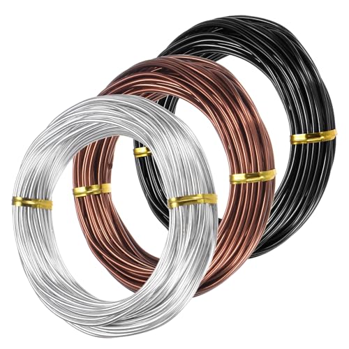 M METERXITY 3-Rolls 2mm Bonsai Training Wire, 98.4 Feet Total Anodized Aluminum Bonsai Wires for Bonsai Tree Shaping/Branches Fixing/Trunk Holding/DIY Crafting [32.8ft Each, 3 Colors]