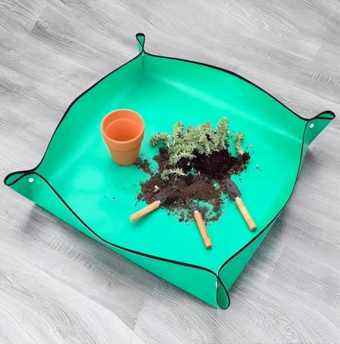 Waterproof Potting Mat Foldable Transplanting Mat for Indoor Plants Portable Gardening Tray Potting Soil Catcher (20in*20in) - size: 20in*20in