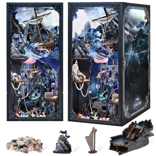 MiniCity Song of Sirens Book Nook Kit, DIY 3D Wooden Scene Puzzle with LED - color: The Song of Sirens