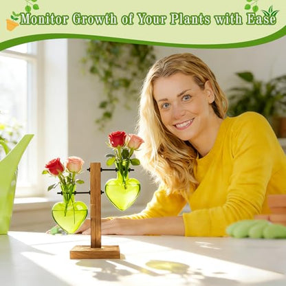 XXXFLOWER Plant Propagation Station Terrarium 2 Green Heart Shaped Vase - color: Green