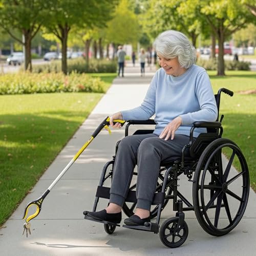 RMS 2-Pack 34 Inch and 21 Inch Grabber Reacher with Rotating Jaw | Mobility Aid Reaching Tool, Short and long options retrieve household items from floors, shelves, vehicles and tight spaces - size: 2 Count (Pack of 1)
