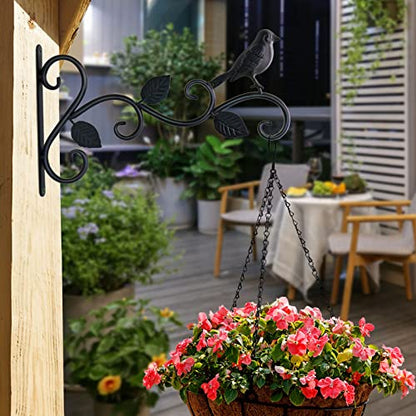 JIALAI HOME Hanging Plants Bracket 12" Bird Planter Outdoor Hooks Hangers for Flower Baskets Pot Bird Feeder Wind Chimes Lanterns Patio Garden Outdoor Indoor Metal Black, 4 Packs - style: 4 Bird