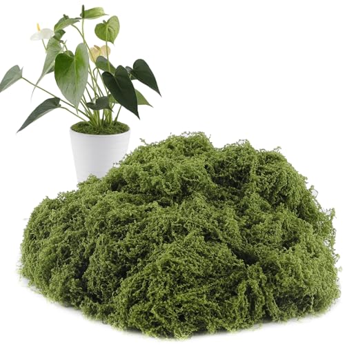 Artificial Moss for Crafts, 10.6OZ Fake Green Moss for Potted Plants, DIY Decorative, Walls,Table Centerpieces Decor Fairy Garden Model Making (300g) - color: Dark Green, size: 10.6 oz