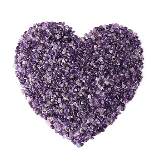 LAIDANLA Amethyst Crushed Stone Crystal Chips Bulk Natural Gemstones Healing Reiki Crystals Mini Quartz Vase Filler Aquarium Gravel 0.55lb - color: Purple-amethyst, size: 0.55 Pound-（0.28"-0.35"）