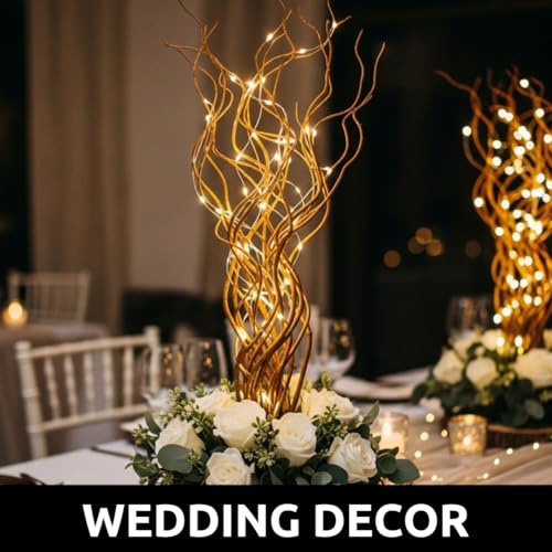 7 Thick and Tall Natural Curly Willow Branches for Decor, 3-4 Feet Long - Wedding or Christmas Decor, Wreathmaking (7 Branches)