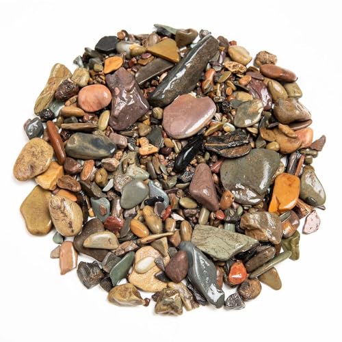 WDEFUN Aquarium Gravel River Rock, Natural Polished Mixed Colorful Stones, 10 LBS, for Plant Aquariums, Landscaping, Vase Filler