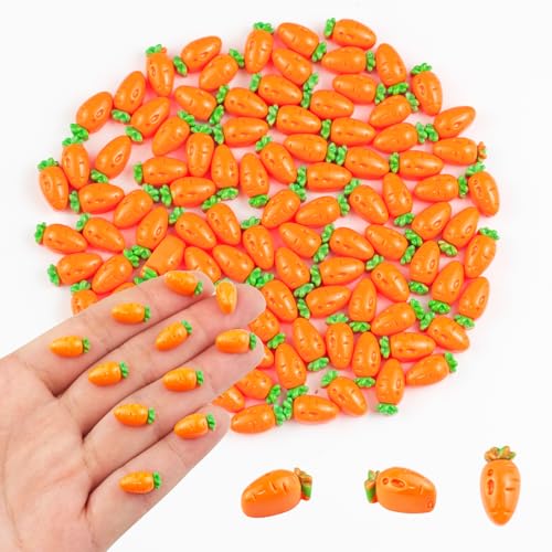 100 Pieces Tiny Carrot for Dollhouse Miniatures Resin Food for Crafts Mini Food Decor for Dollhouse Mini Kitchen Fairy Garden Micro Landscaping Decoration - style: Carrot
