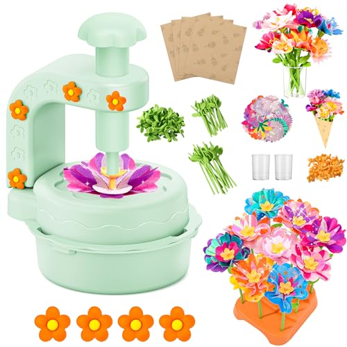 Fabric Flower Bouquets Toys,DIY Craft Kits for Kids,Arts and Crafts Toy for 3+ Year Old Girls,Flowers Market Toy,Build Your Flower Bouquet,Educational Preschool Learning Toys for Birthday,Christmas - color: Green