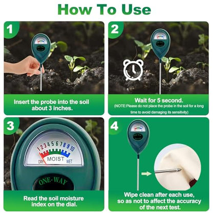 Green Soil Moisture Meter, Plant Water Meter, Soil Water Tester for Houseplants, Hygrometer Sensor Water Monitor for Indoor Outdoor Garden, Potted Plants, Farm, Lawn, No Battery Needed (2)