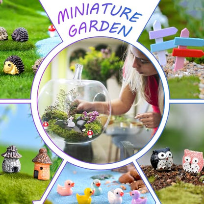 162 Pcs Miniature Fairy Garden Accessories, Fairy Garden Kit, Including Animals, Mini Houses, Miniature Figurines, Micro Landscape Ornaments for Dollhouse Bonsai Terrarium Decor, Garden DIY Kit