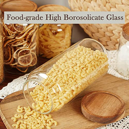 Labina Glass Storage Container Airtight Food Jars Kitchen Canister with Wood Lids, 40 Oz Wide Mouth Pantry Organization Glass Jar for Flour, Sugar, Cookie, Spagetti, Nuts and Candy - size: A5: 40 Oz 1 pcs