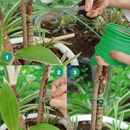 TELENT OUTDOORS 130 Feet Soft Plant Tie Green Twist Garden Ties for Plants Gardening Home Office Organization TPR Garden Ties Supplies with 2.5mm Diameter - color: green