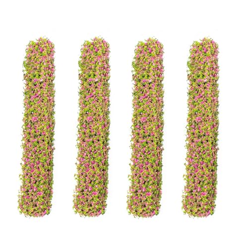 Miniature Long Shrub Strips HO/OO Scale Static Shrub Vegetation Groups Bush Model Groups Bush Static Scenery Model Plants for DIY Diorama Garden Scenery Landscape (E#with Pink Flowers-4Pcs) - style: E#With Pink Flowers-4Pcs