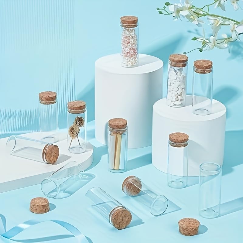 30x60mm 25ml Glass Vials Jars Test Tube With Cork Stopper Empty Glass Transparent Clear Bottles 12pcs (12, 25ml-30x60mm) - size: 25ml-30x60mm