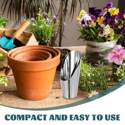 Abaodam 3pcs Stainless Steel Soil Scoop Set Plant Soil Scoop Bonsai Bucket Shovel Cup for Succulent Potting Transplanting Weeding Garden Moving