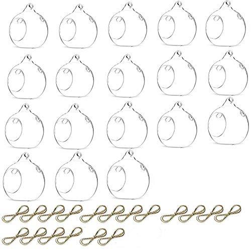 3.15 inches Hanging Tealight Holder Glass Globes Terrarium Wedding Candle Holder Candlestick (18 Pcs/Set) (18pcs) - size: 18pcs