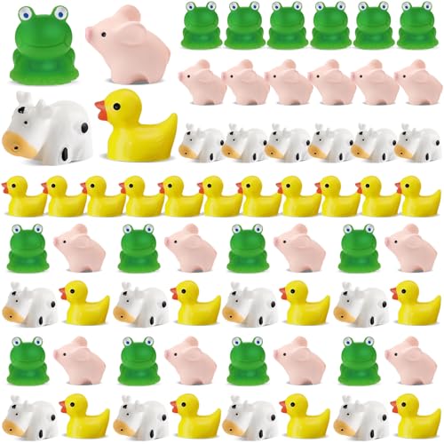 Marsui 100 Pcs Miniature Animals Resin Mini Frogs Horse Ducks Flamingos Cows Pigs Figurines DIY Miniature Garden Accessories Fairy Dollhouse Aquarium Potted Crafts for Home Decor (Little Animals)