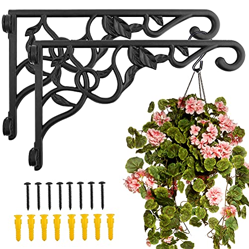 Heavy Duty Plant Hanger Bracket Set of 2, 13 inch RustProof Wall Mount Hook