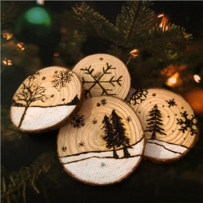 30pcs Wood Slices, BetterJonny 2.75-3.15 inch Undrilled Wooden Circles Predrilled with Hole Natural Wood Ornaments with 10 Meters Jute Rope for Arts DIY Craft - size: 30 Pcs (2.75-3.15 inch)