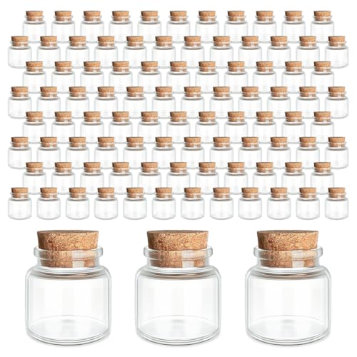 JIUYUE 96-Pack 0.35 oz (10ml) Small Glass Bottles with Cork Stoppers | Small Glass Jars for Spell Bottles, Potion Bottles, DIY Party Favors, Travel Memories & Plant Propagation - color: 96pcs