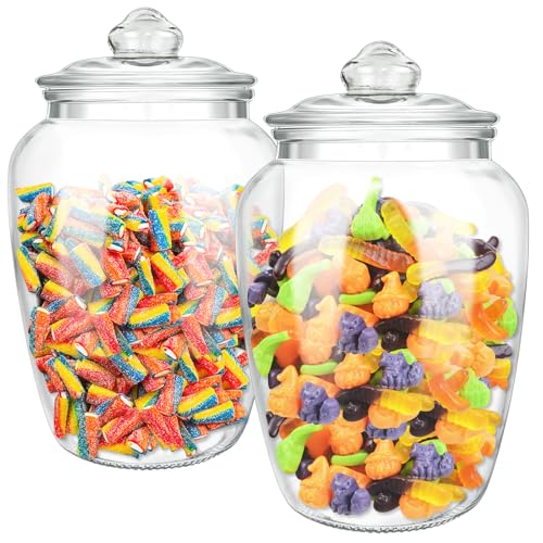 YEXEXINM 2 Pcs 74 oz Glass Candy & Cookie Jars with Airtight Lids, Decorative Apothecary Jars, Candy Buffet Containers for Kitchen Counter, Clear Food Storage Canister Home Decor