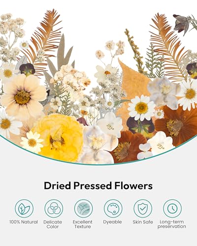 Dried Flowers, Resiners 100Pcs Pressed Flowers for Craft Real Natural Dried Flowers Dry Leaves Kit for DIY Making Crafts Resin Soap Candle Scrapbook Supplies Jewelry Making - color: Warm Color 100pcs