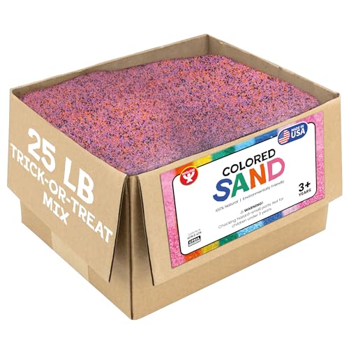 Hygloss Colored Sand – Spooky Black, Orange & Purple Color Halloween Craft Sand for Art, Halloween Parties, Fall Decor, Kids Party Crafts – 100% Natural & Environmentally Friendly (25 lb Bottle) - color: Trick-or-Treat Mix, size: 25-Pound
