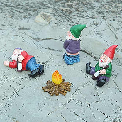 Tirifer 4Pcs Miniature Garden Gnome Set, Wizard Gnome 3D Dwarves Fairy Garden Gnome Statue Kit, Mini Outdoor Sculpture Garden Figurine Decoration for Lawn Yard Balcony Porch Patio