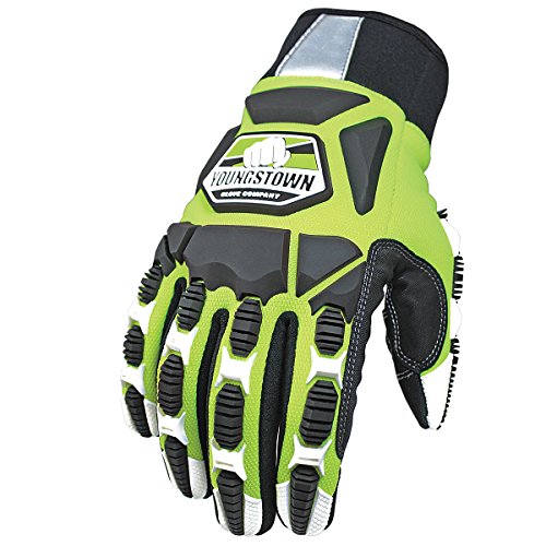 Youngstown Gloves Cut Resistant Titan XT Vibration & Impact Dampening Work Gloves For Men - Kevlar Lined, Puncture Resistant- Lime Green, Large