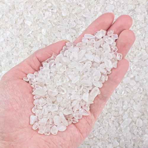0.3Lb/100g Colorful Agate Aquarium Fish Tank Gravel Rocks, Crushed Stone Crystal Chips Bulk Natural Gemstones Pebbles Irregular for Aquarium, Vase Fillers, Succulent Plants Decor (White) - color: white